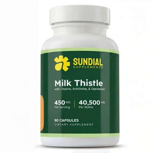 Milk Thistle Complex with Choline, Artichoke Extract, Dandelion Extract 450mg - Adult Daily Supplement (90 Capsules, 90 Servings)