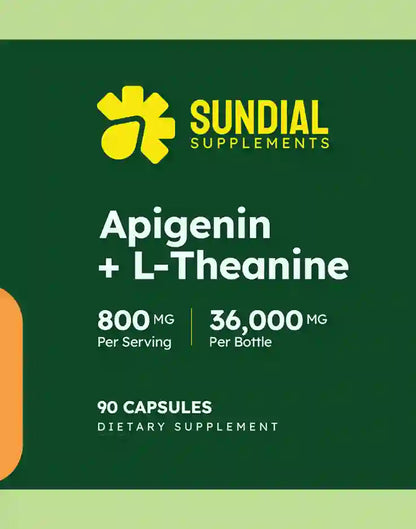 Apigenin 200 mg + L-Theanine 600 mg - Adult Daily Supplement (90 Capsules, 45 Servings)