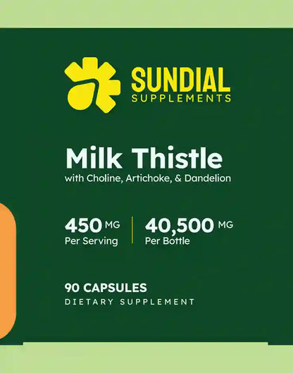 Milk Thistle Complex with Choline, Artichoke Extract, Dandelion Extract 450mg - Adult Daily Supplement (90 Capsules, 90 Servings)